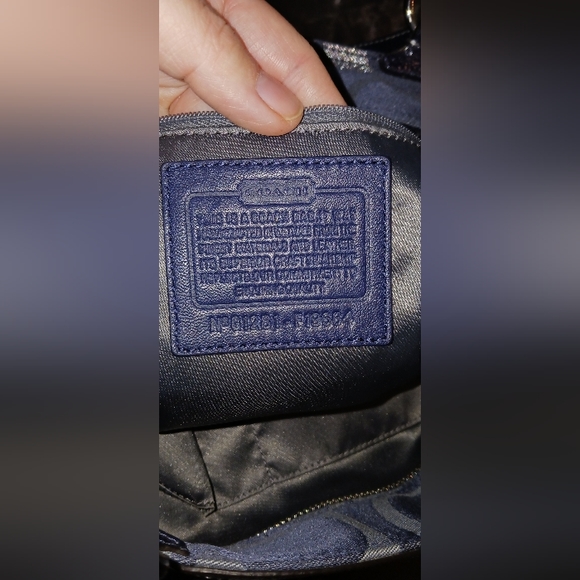 Coach Blue/Grey Optic Signature Jacquard and Patent Leather Tote - Picture 4 of 14